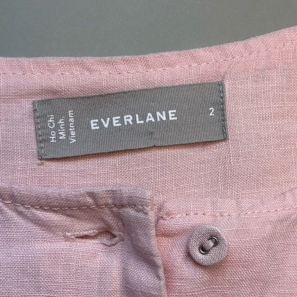 Everlane Women's Linen Popover Shirt Petal Pink Blouse Long Sleeve Size 2 - Picture 5 of 13